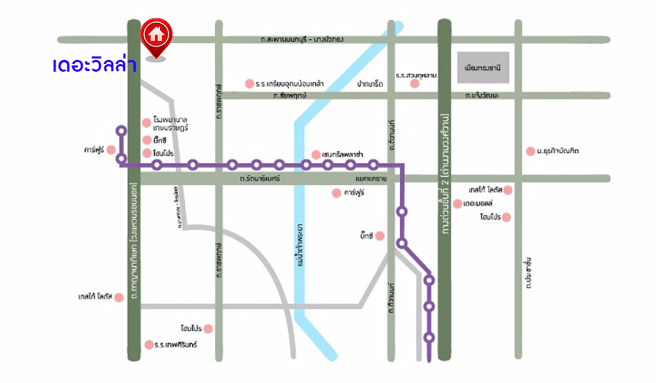ทาวน์เฮ้าส์มือสองนนทบุรี โครงการ เดอะวิลล่า บางบัวทอง เนื้อที่ 18 ตร.ว. ฟังก์ชัน 3 ห้องนอน 2 ห้องน้ำ 1 ที่จอดรถ พร้อมเข้าอยู่ แถมแอร์ และเฟอร์ฯ บนทำเลเดินทางสะดวก ติดถ.กาญจนาภิเษก ใกล้รถไฟฟ้าสายสีม่วง "สถานีคลองบางไผ่" และทางด่วน "กาญจนาภิเษก" ในราคาสุดคุ้ม!